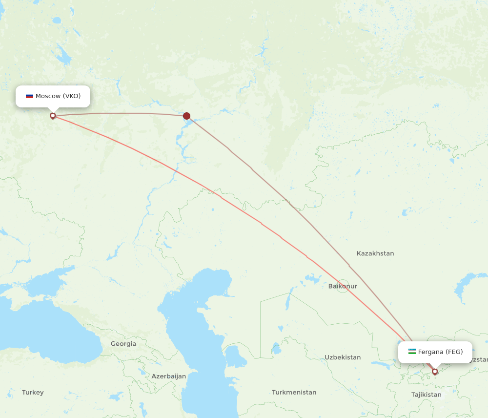 VKO to FEG flights and routes map