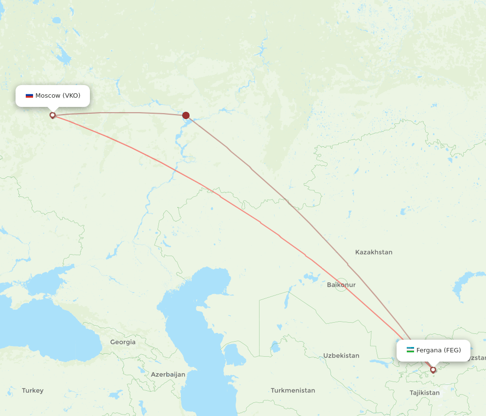 VKO-FEG flight routes