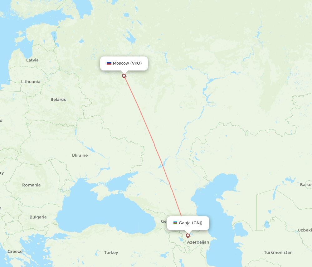 VKO to GNJ flights and routes map