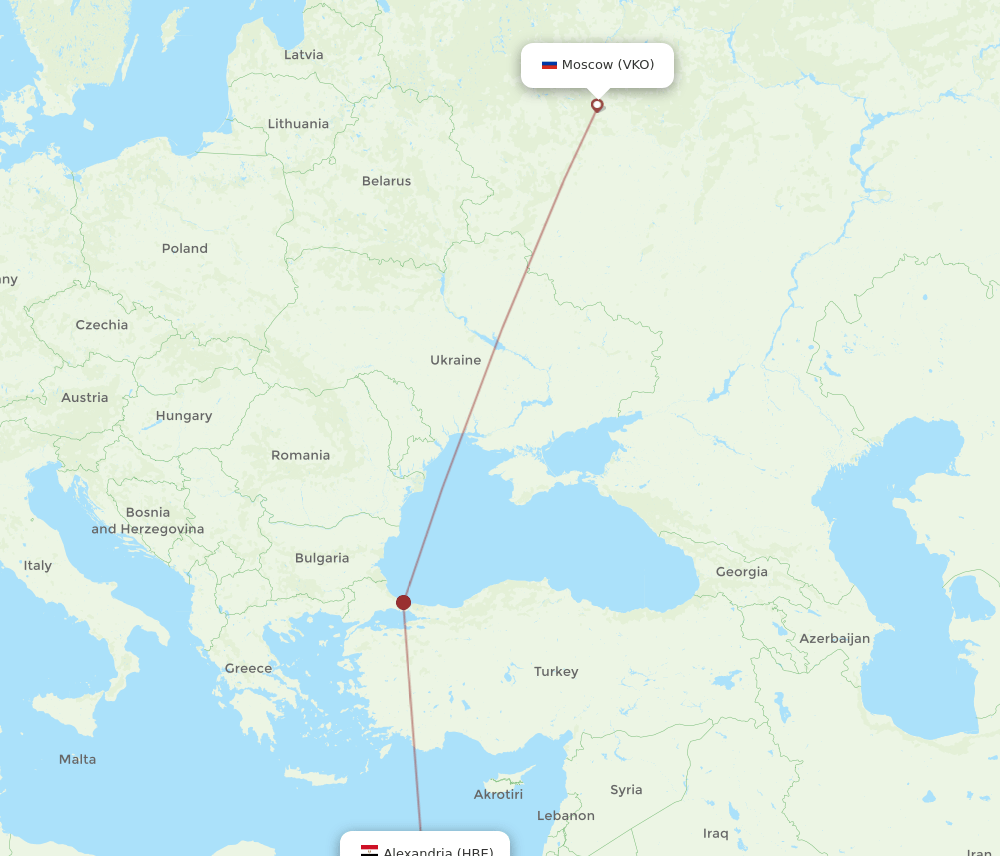 VKO-HBE flight routes