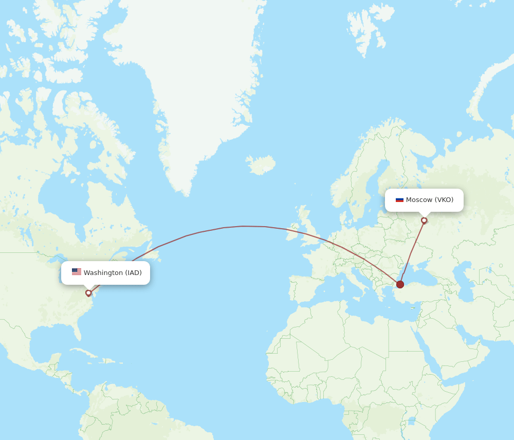 VKO-IAD flight routes