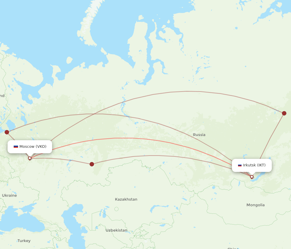 VKO-IKT flight routes