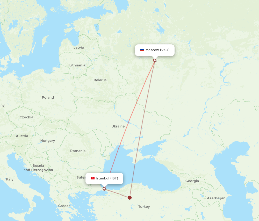 VKO to IST flights and routes map