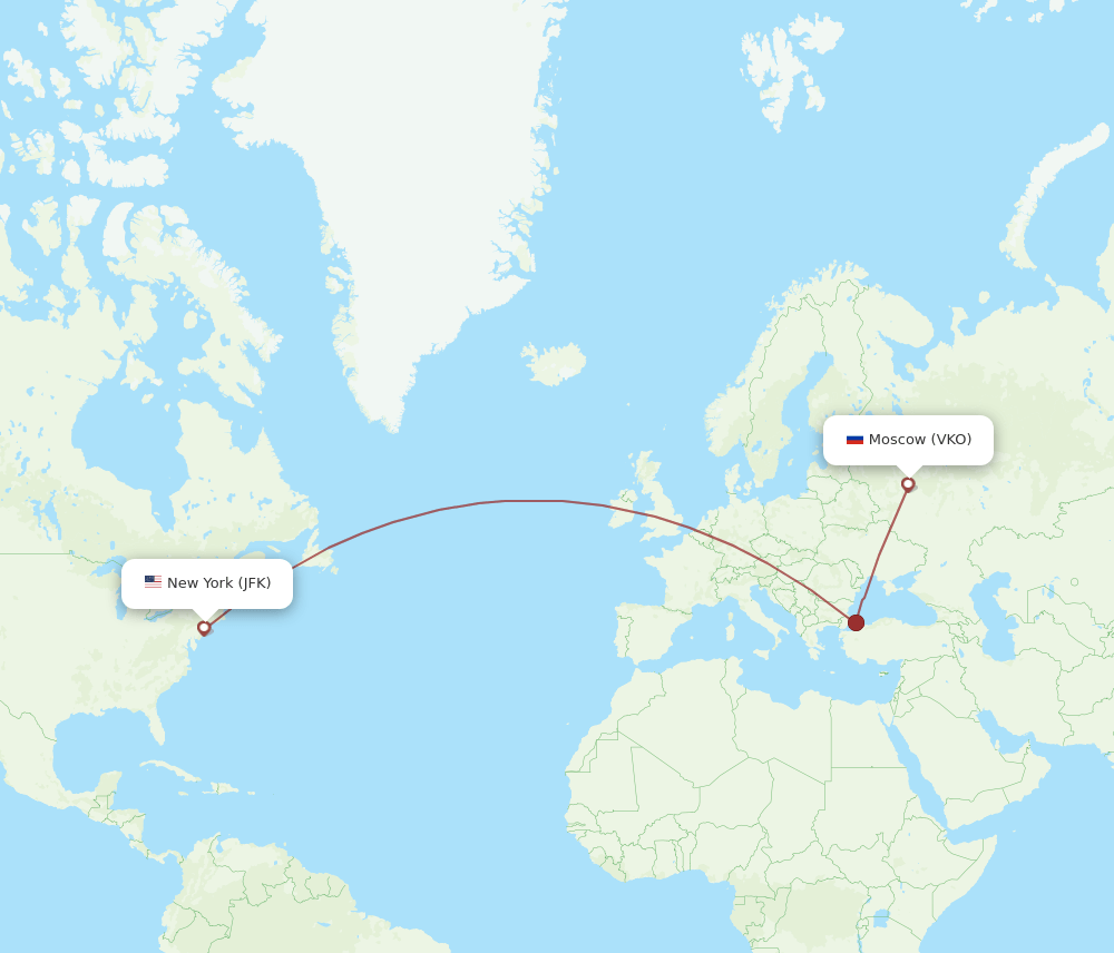 VKO-JFK flight routes