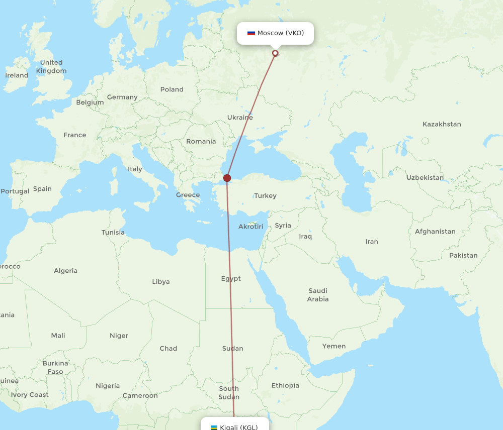 VKO-KGL flight routes