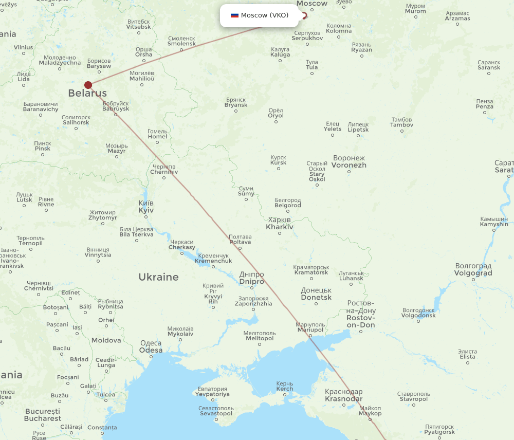 VKO to KUT flights and routes map