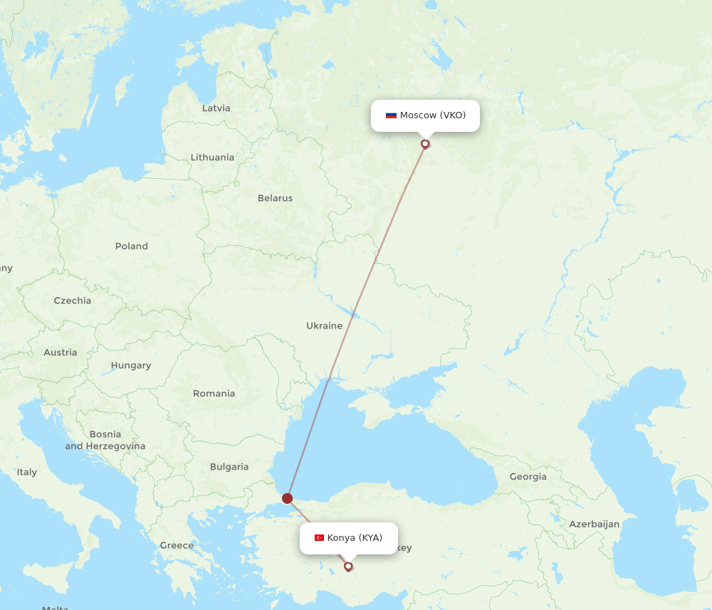 VKO-KYA flight routes