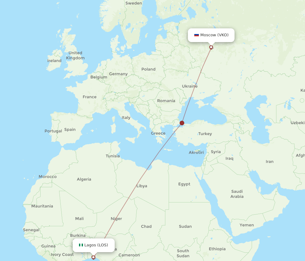 VKO-LOS flight routes
