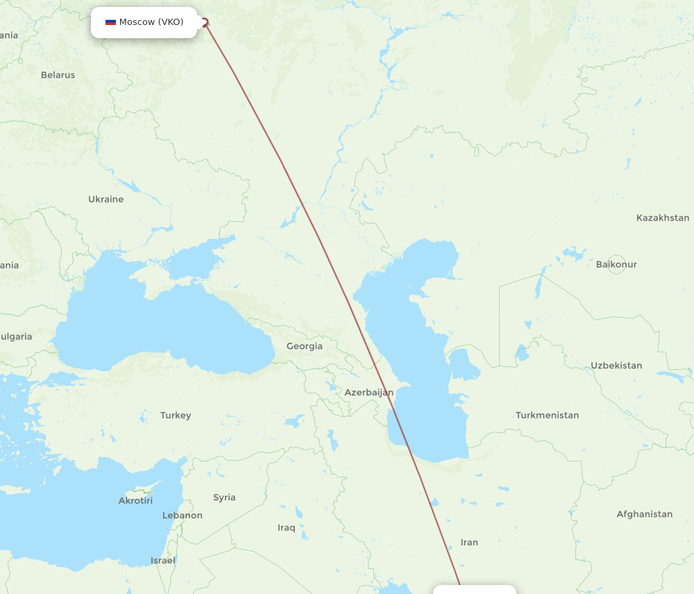 Lar - Moscow route map and flight paths