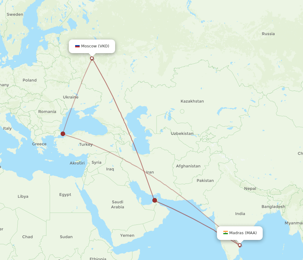 VKO-MAA flight routes