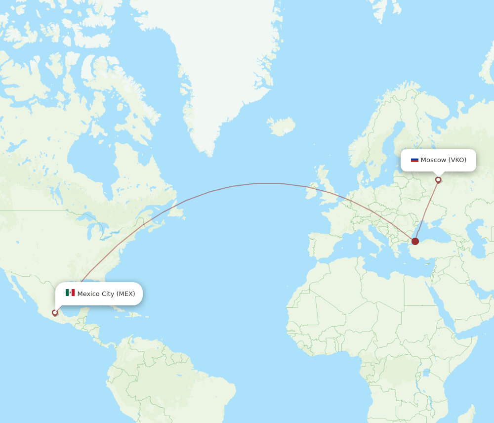 VKO-MEX flight routes