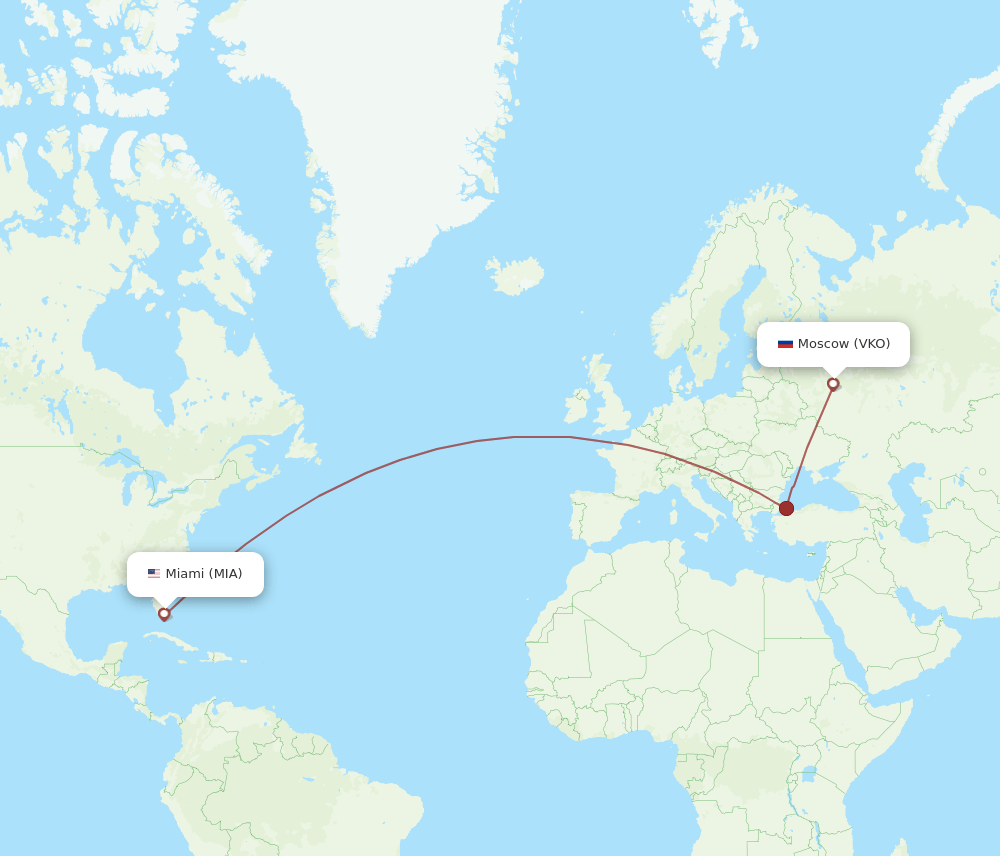 VKO-MIA flight routes