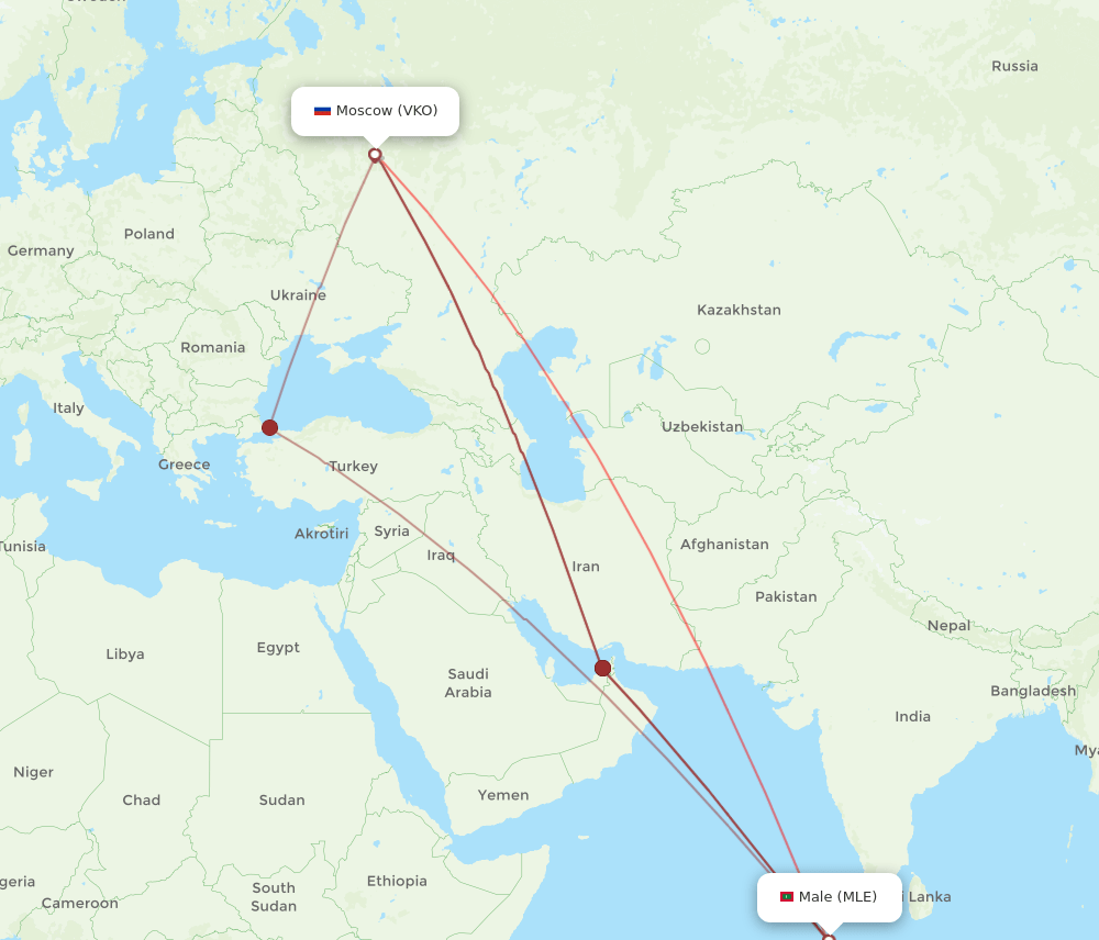 VKO-MLE flight routes