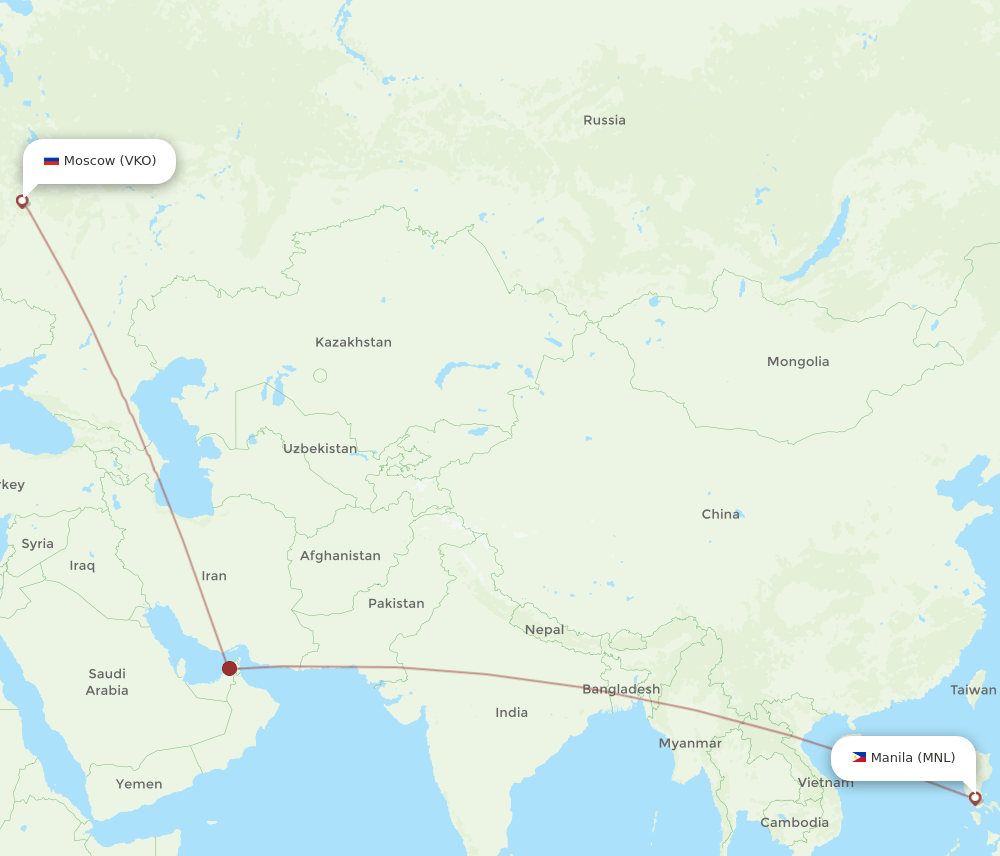VKO to MNL flights and routes map