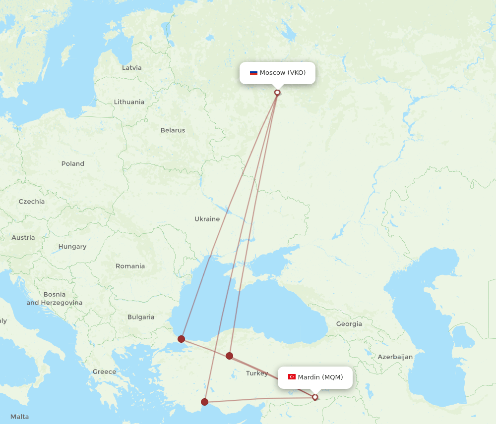 VKO to MQM flights and routes map