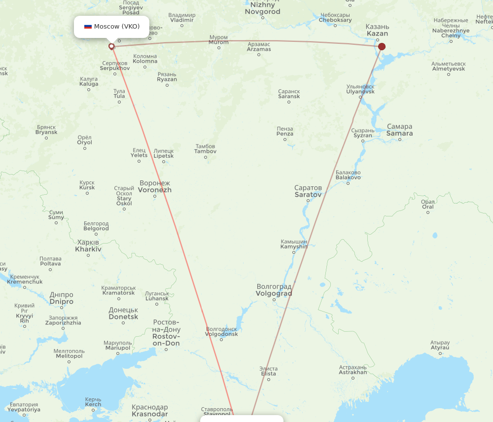 VKO to MRV flights and routes map