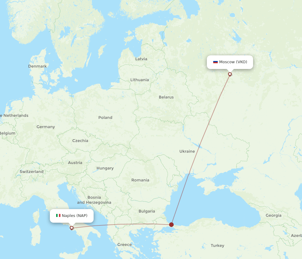 VKO-NAP flight routes