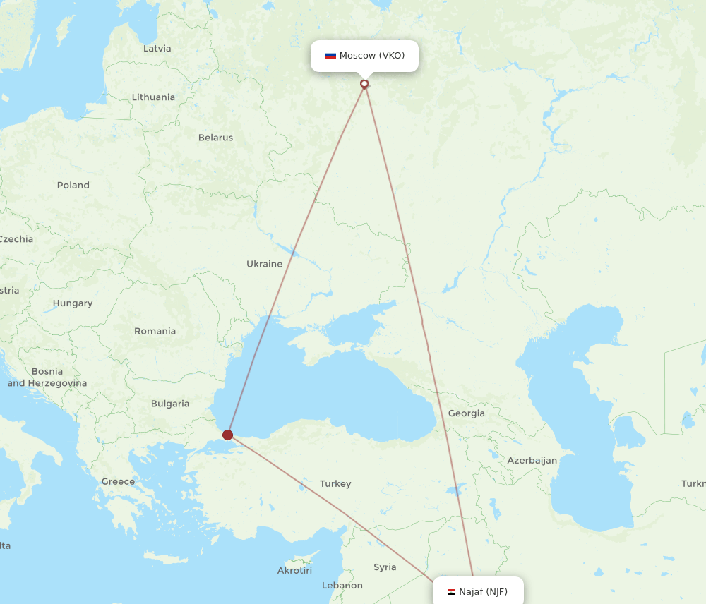 VKO-NJF flight routes