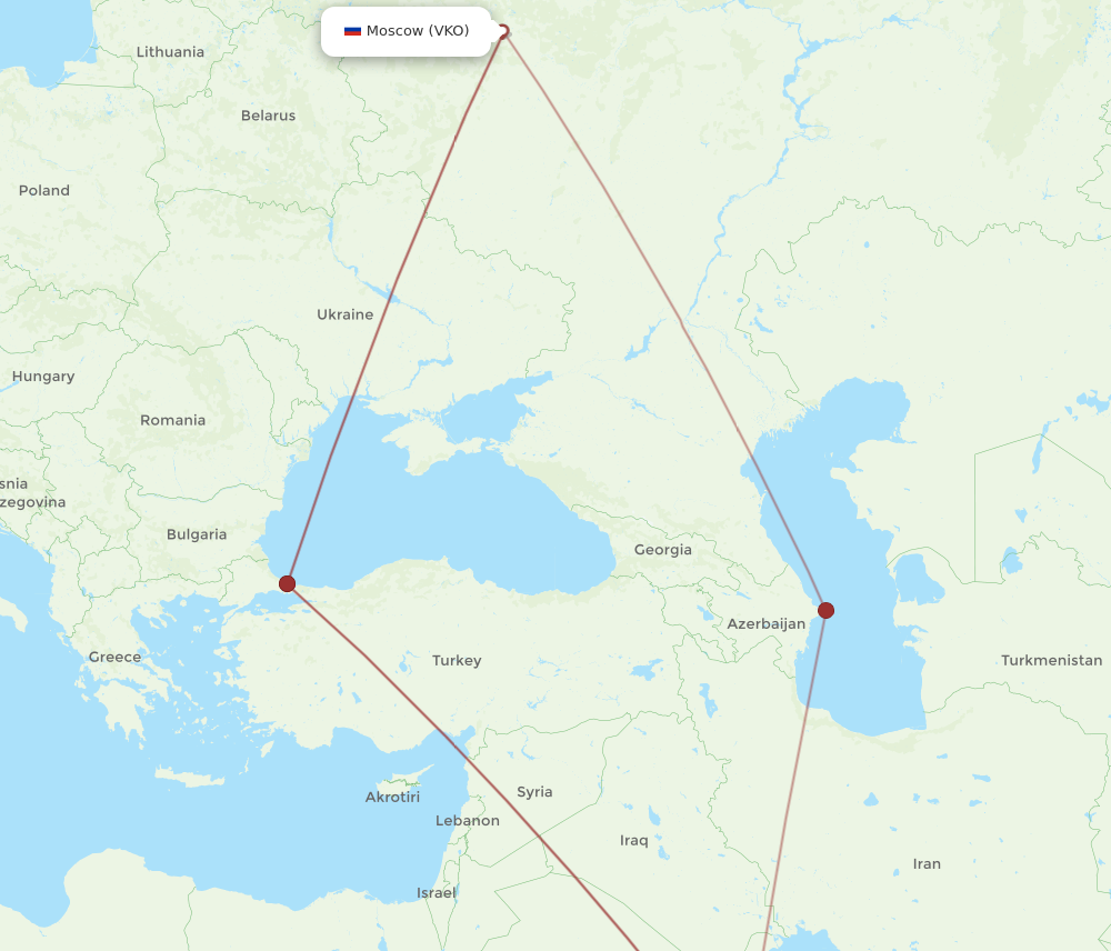 VKO to RUH flights and routes map