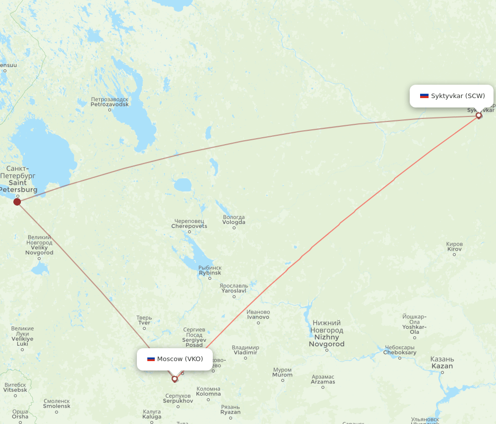 VKO-SCW flight routes