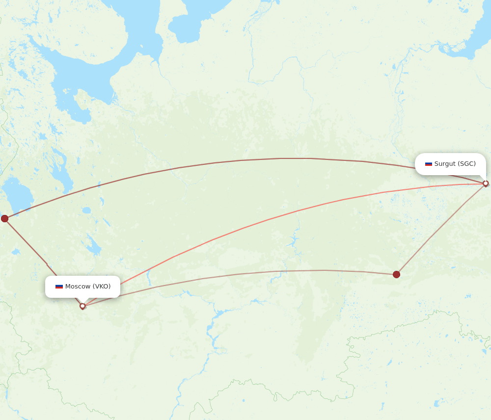 VKO-SGC flight routes