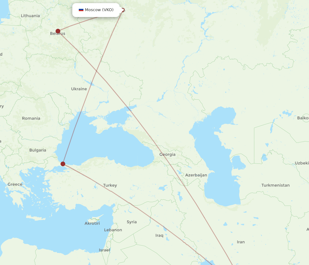 VKO-SHJ flight routes