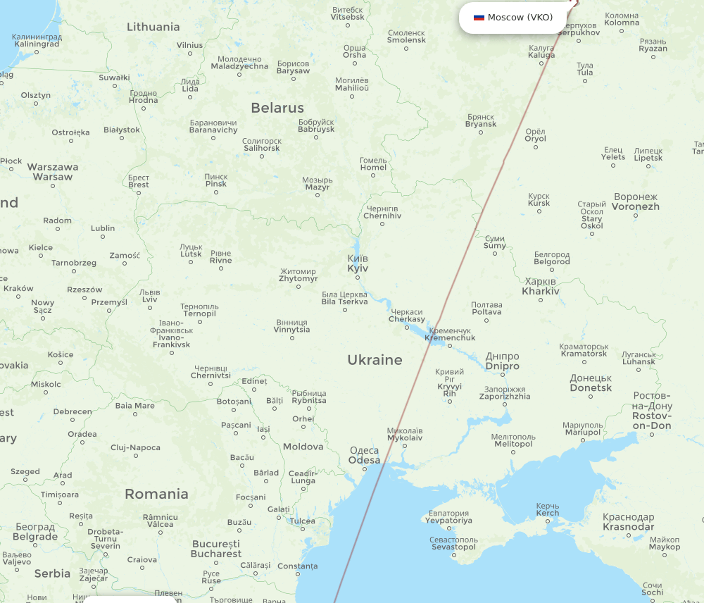 VKO to SOF flights and routes map