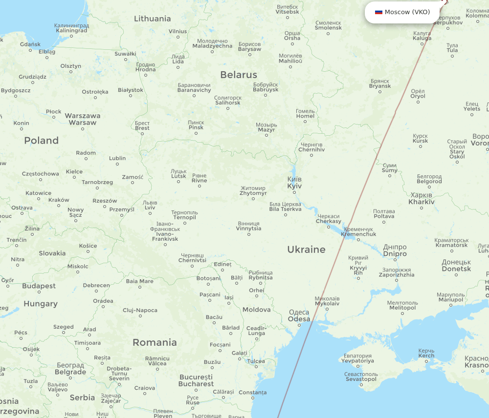 VKO-TGD flight routes