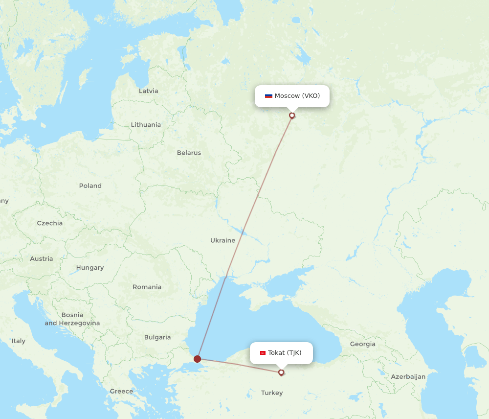 VKO-TJK flight routes