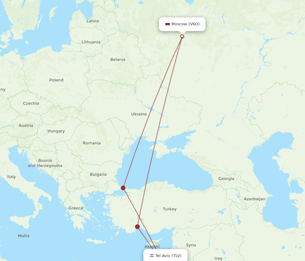 VKO-TLV flight routes