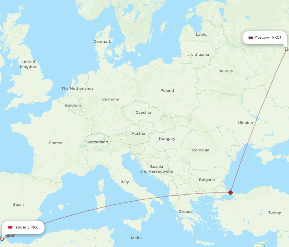 VKO to TNG flights and routes map