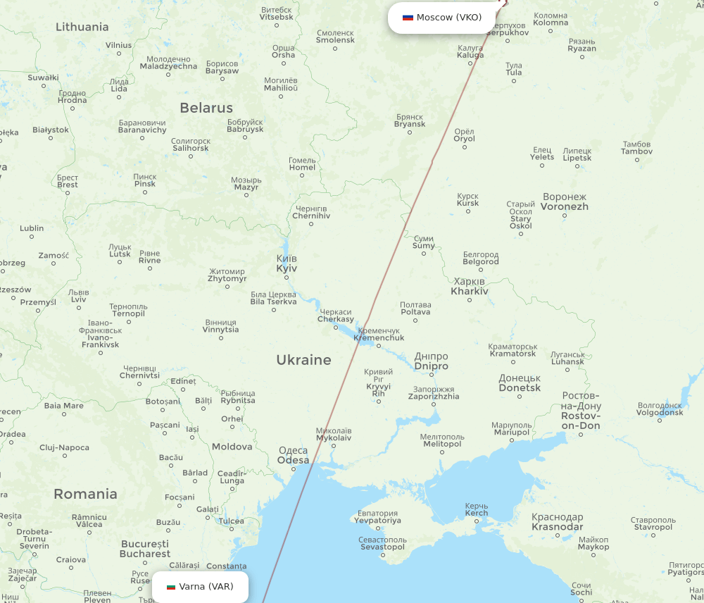 VKO-VAR flight routes
