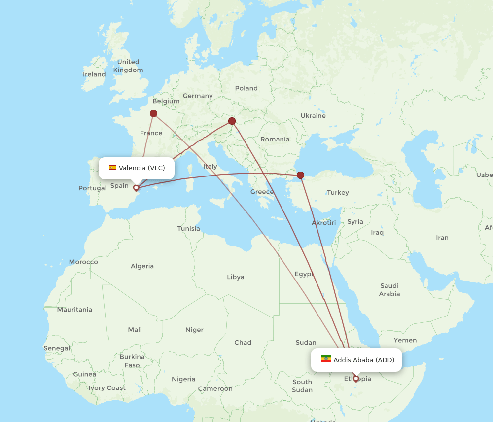 VLC-ADD flight routes