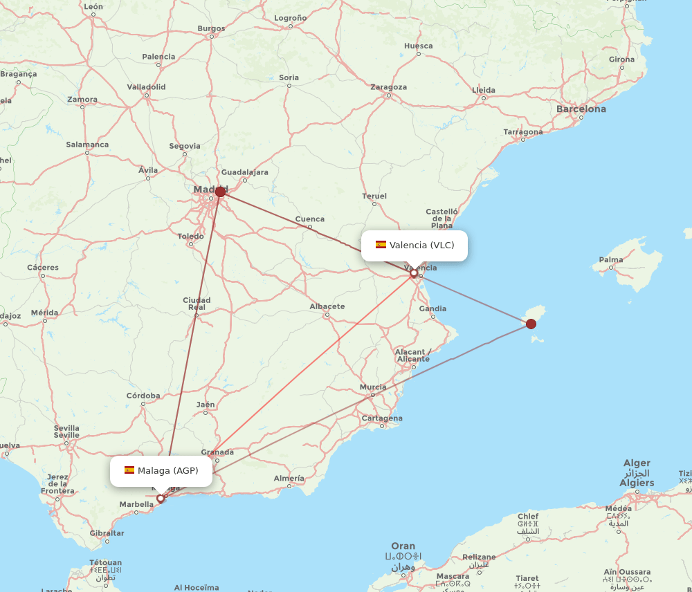 VLC-AGP flight routes