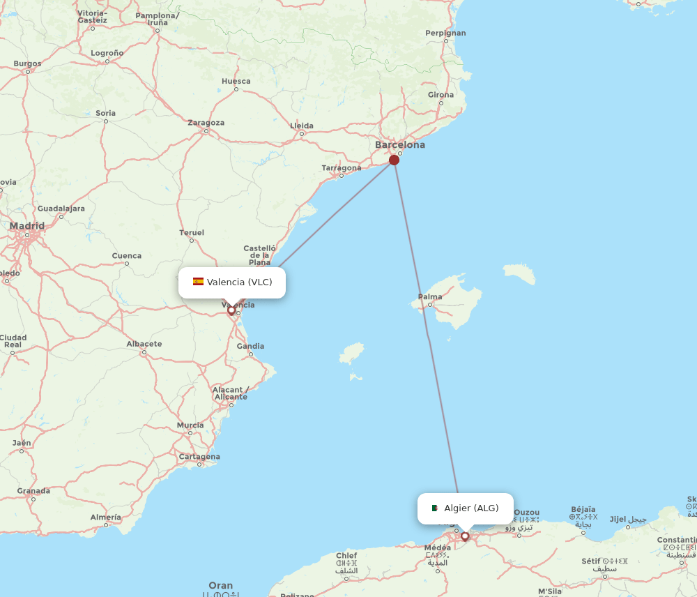 VLC-ALG flight routes