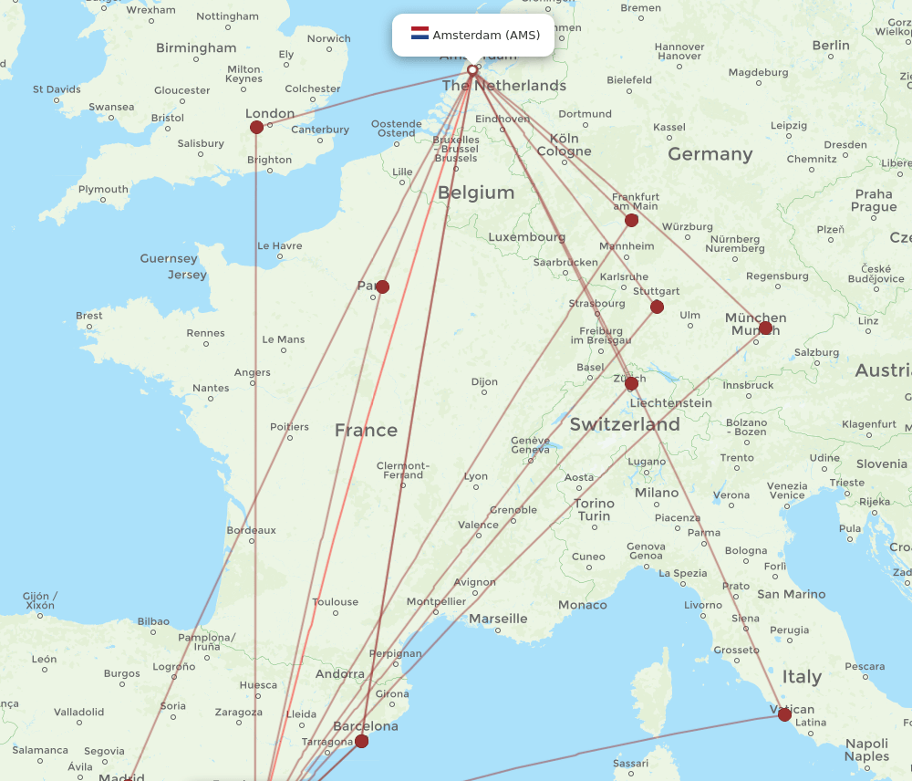 VLC-AMS flight routes