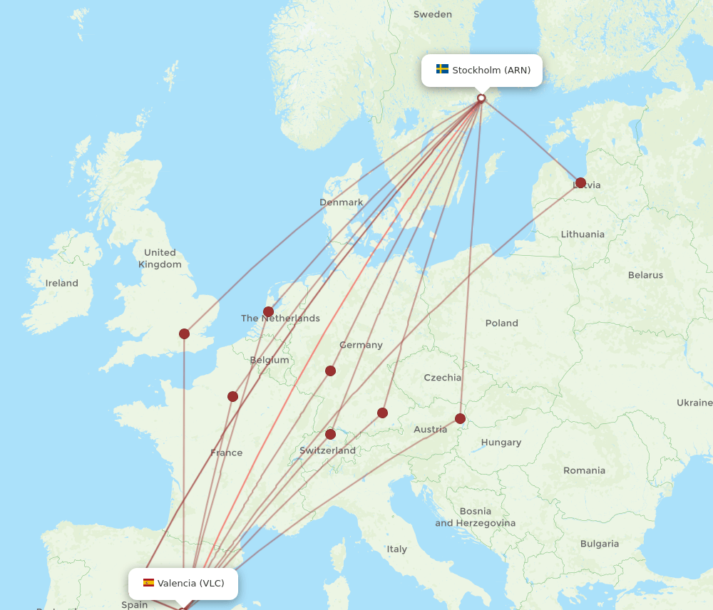 VLC-ARN flight routes