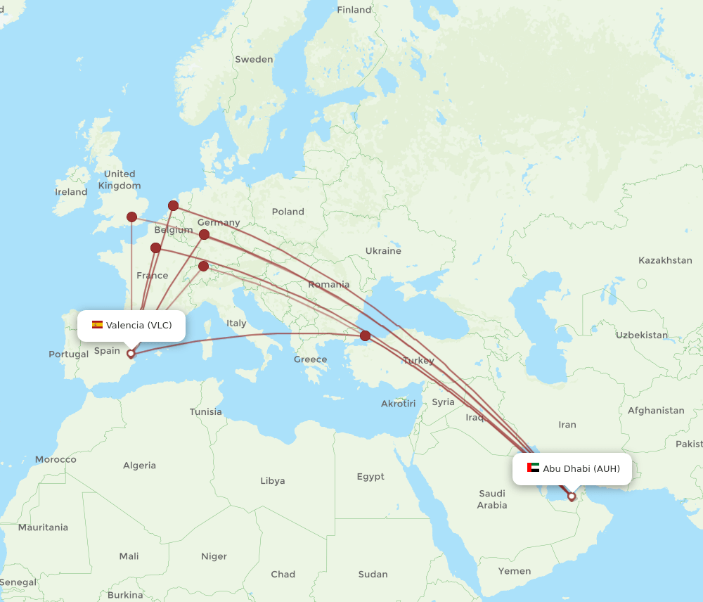 VLC-AUH flight routes