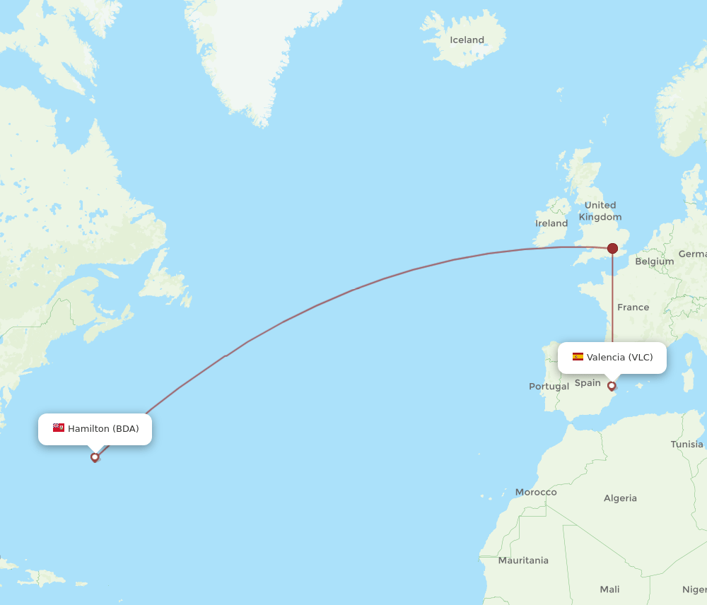 VLC-BDA flight routes