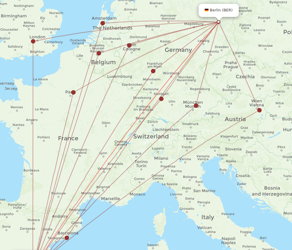 VLC to BER flights and routes map