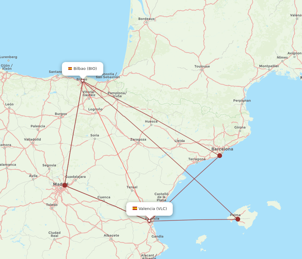 VLC-BIO flight routes