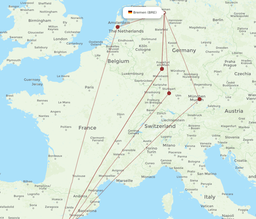 VLC-BRE flight routes