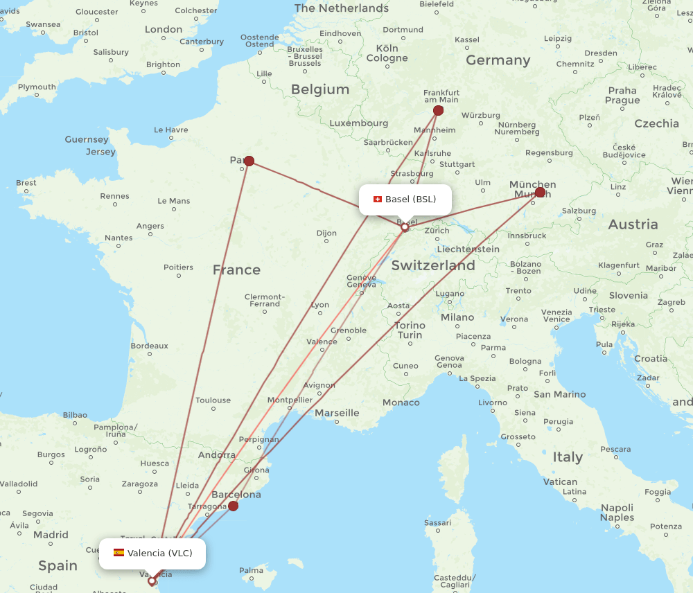 VLC-BSL flight routes