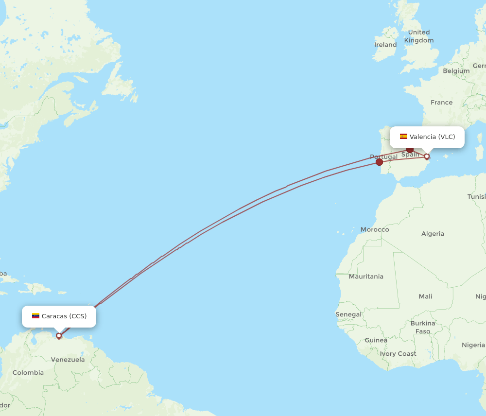 VLC-CCS flight routes