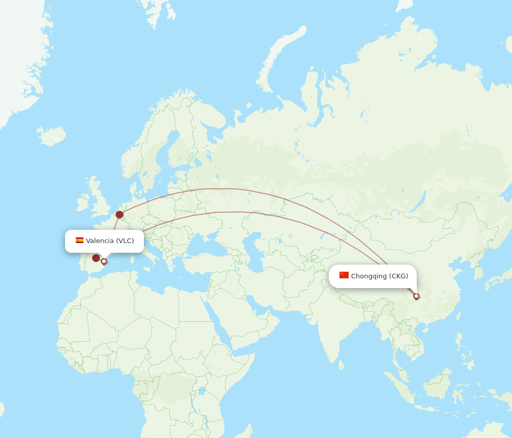 VLC-CKG flight routes