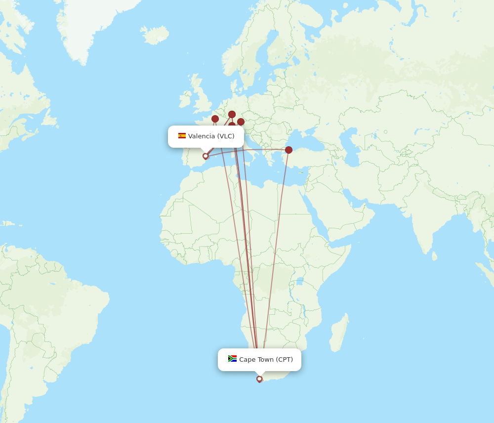 VLC-CPT flight routes