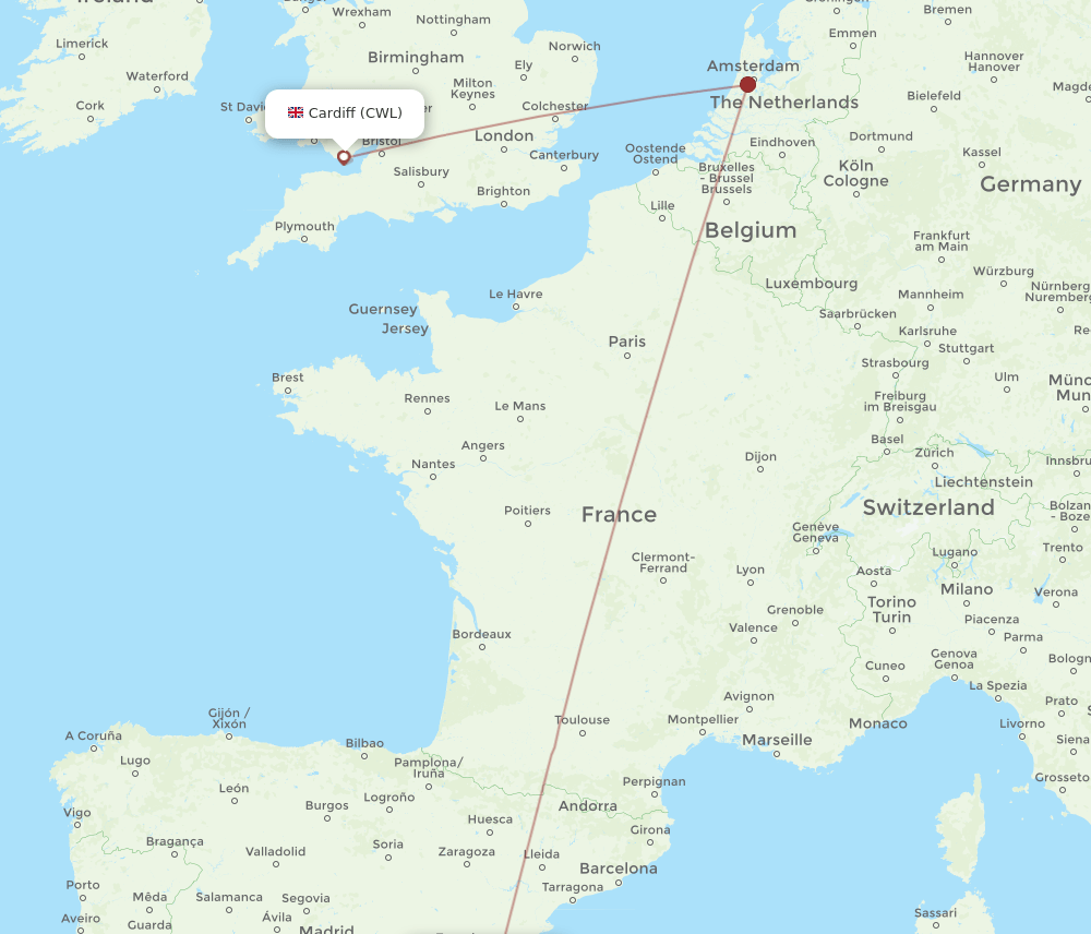 VLC-CWL flight routes