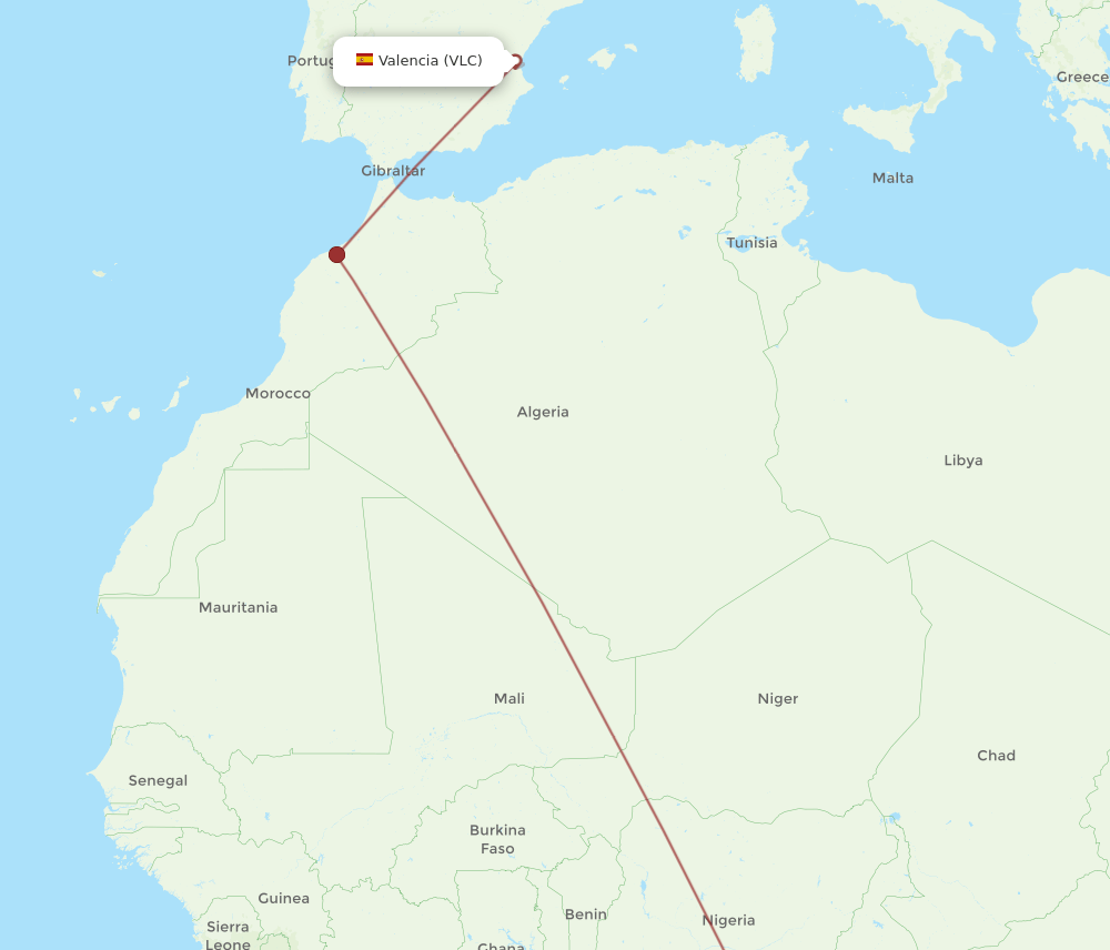 VLC-DLA flight routes