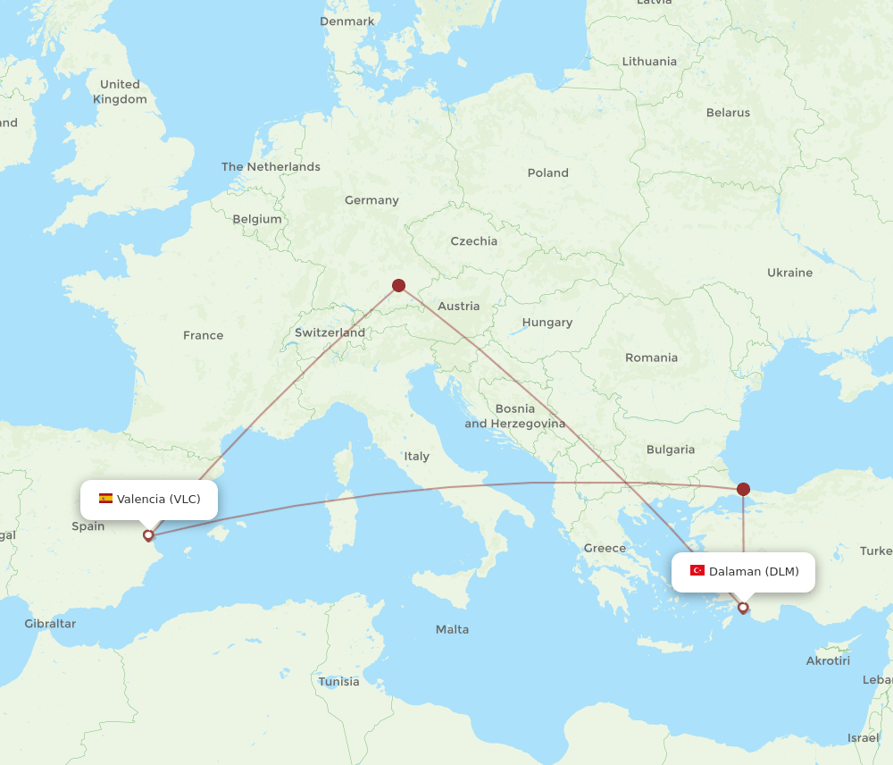 VLC-DLM flight routes