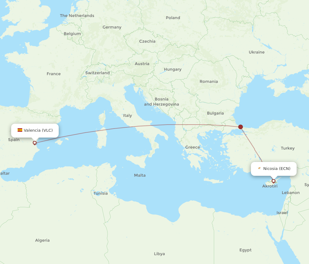 VLC-ECN flight routes